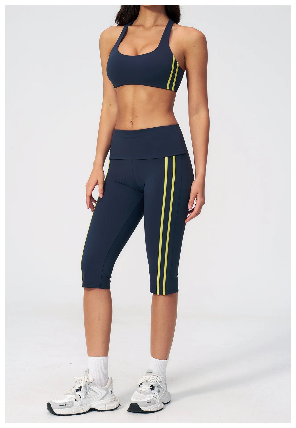 Summer Color Blocked Yoga Sets Women Slim Sports Bra High Waist Pants Fitness Suits Outwear Gym Running Push Up Workout Clothes