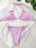 11 Colors Halter Mini Micro Thong Bikini Female Swimsuit Women Swimwear Two-pieces Bikini Set Bather Bathing Suit Swim Beachwear