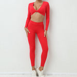 1/2Pcs Pad Long Sleeve Crop Tops Women Gym Yoga Set Sport Gym Scrunch V Back Fitness Leggings Workout Pant Active Suits