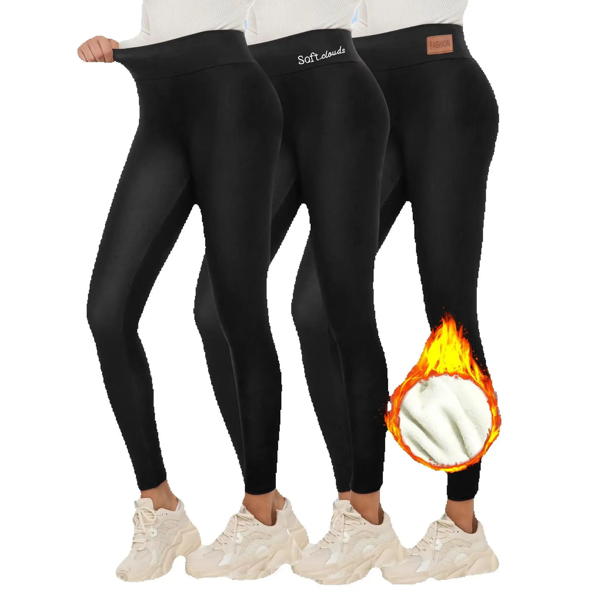 1/2/3Pcs Women's High-Waisted Butt-Lifting Leggings - Soft Fleece-Lined, Tummy Control, Stretchy & Comfortable For Fall/Winter