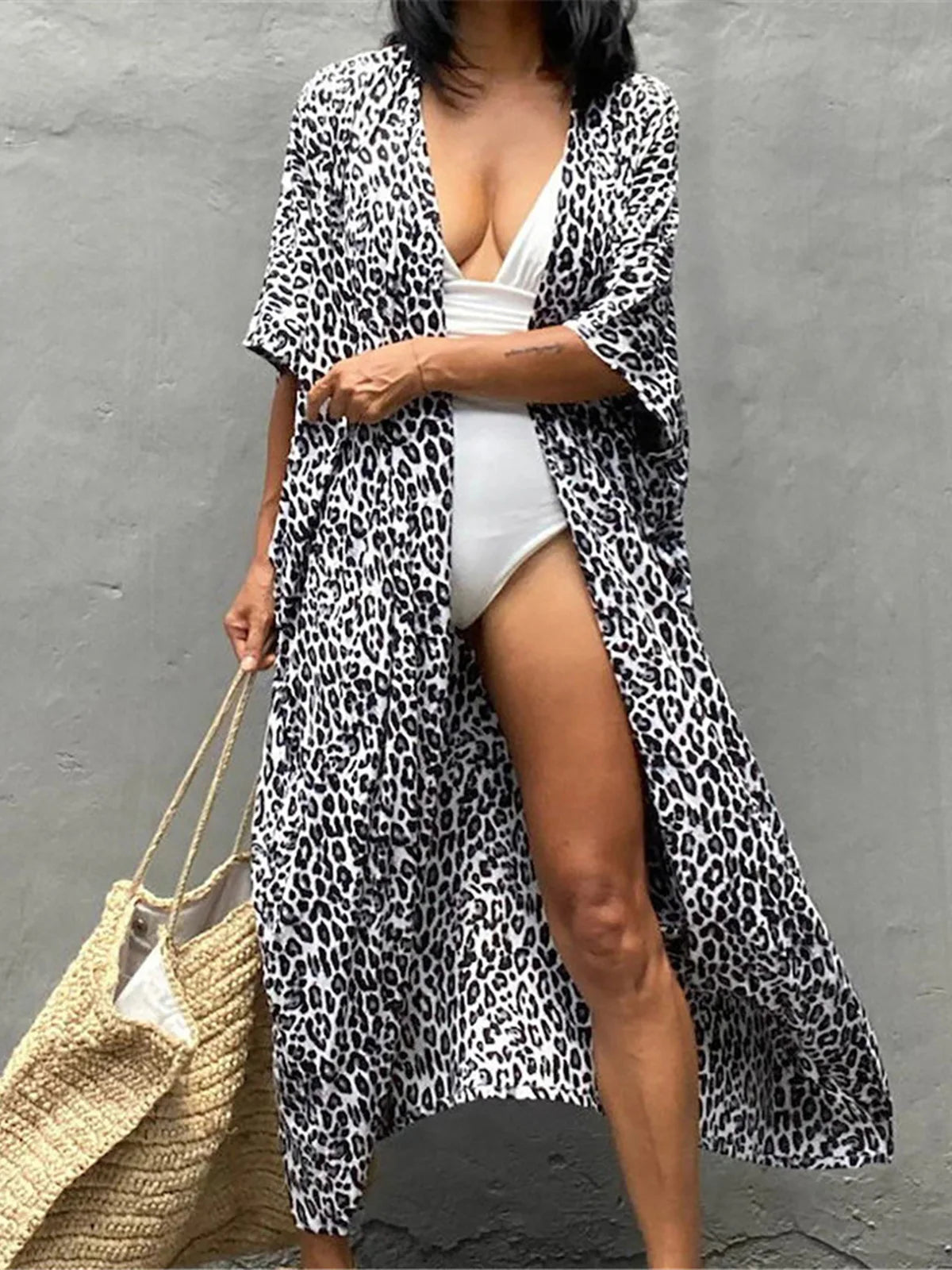 17 Colors Leopard Printed Colorful With Belt Tunic Cover-ups Beach Dress Beach Wear Beachwear Female Women Beach Cover Up V4510L