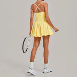 Women's Tennis Skirt Dress Sports Fitness Golf Beautiful Back Slim-fit One-Piece Training Workout Gym Anti-exposure Yoga Dress