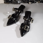 Punk Goth Metal Buckle High Heels Women's Sandals SummerPointed ToeParty Shoes Fashion Womens Pumps Shoes