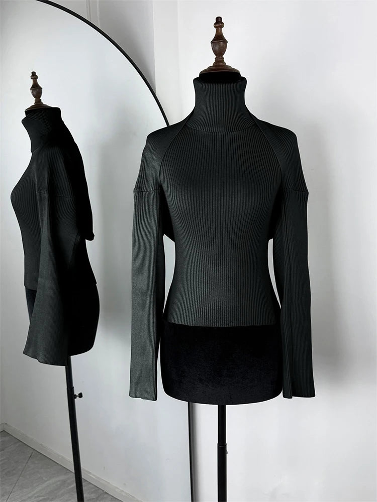 Trendix Knit Tank Top Sets For Women Fashion High Neck Vest And Long Sleeve Shawl 2 Piece Suits Sexy Backless Knitwear Top Femme