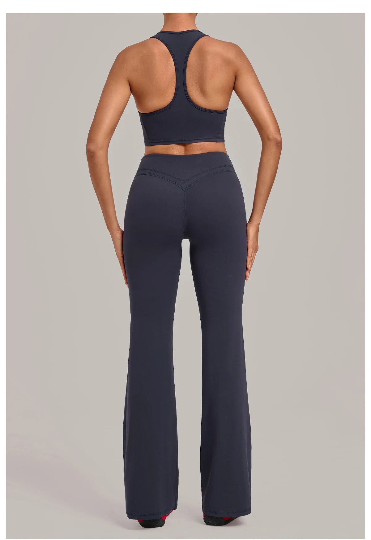 Breathable Stretch Yoga Sets Women Quick Drying Shockproof Sports Bra High Waist Bell Bottom Pants Gym Two-piece Fitness Suit