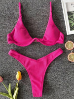 High Cut V-bar Underwired Bikini Women Swimsuit Female Micro Thong Swimwear Two-pieces Bikini Set Push Up Bathing Suit Swim Lady