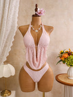 3PC with Skirt Wrinkled Halter Tankini Bikini Women Swimwear Female Swimsuit Three-pieces Bikini Set Bathing Suit Swim Beachwear