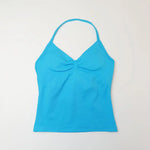 NCLAGEN Gym Longline Strappy Top Women Seamless Yoga Tank With Removable Pads V Neck Workout Clothes Sports Running Fitness Vest