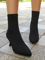 Women Socks Boots Stretch Fabric Women Ankle Boots Pointed Toe High Heels Slip-On Sexy Sock Heeled Chelsea Boots 2026