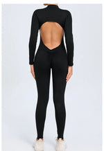 Women's Seamless Yoga Bodysuit Long Sleeve Zipper & Back Cutout Naked Feeling Quick-Dry Running Fitness Workout Jumpsuit