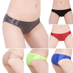 See Through Low Waist Briefs Silky Shiny Satin Panties Sexy Underwear Erotic Lingerie Women's Ultra-Thin Oily Glossy Underpants