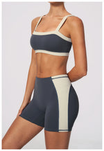 Summer Color Blocking Yoga Suit Women Shockproof Slim Sports Bra High Waist Hip Lift Shorts Gym Running Fitness Sets Tracksuit