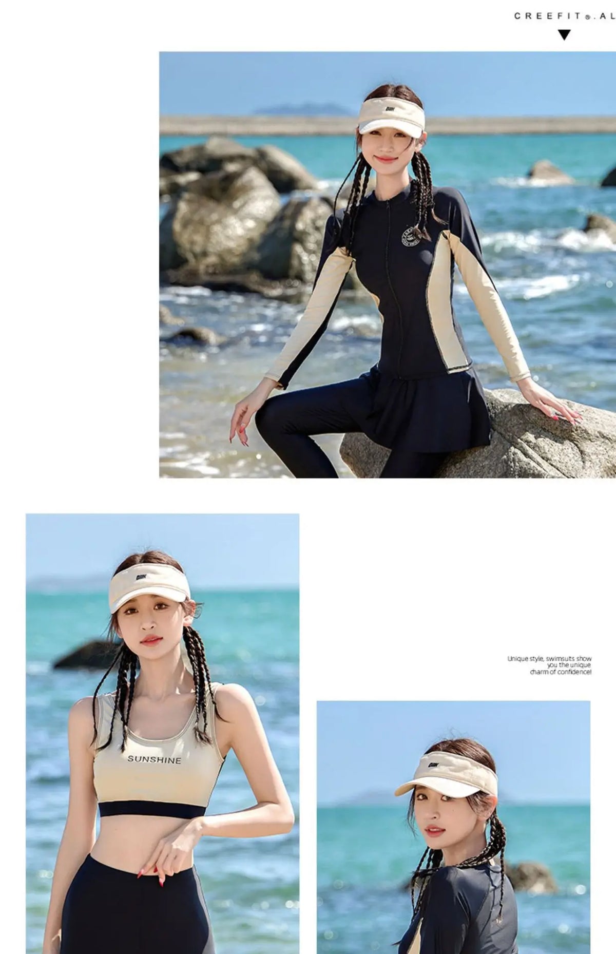 Split Swimsuit Women's Four Piece Sports Slimming Diving Beach Surfing Conservative Sun Protection Long Sleeved Swimsuit Set