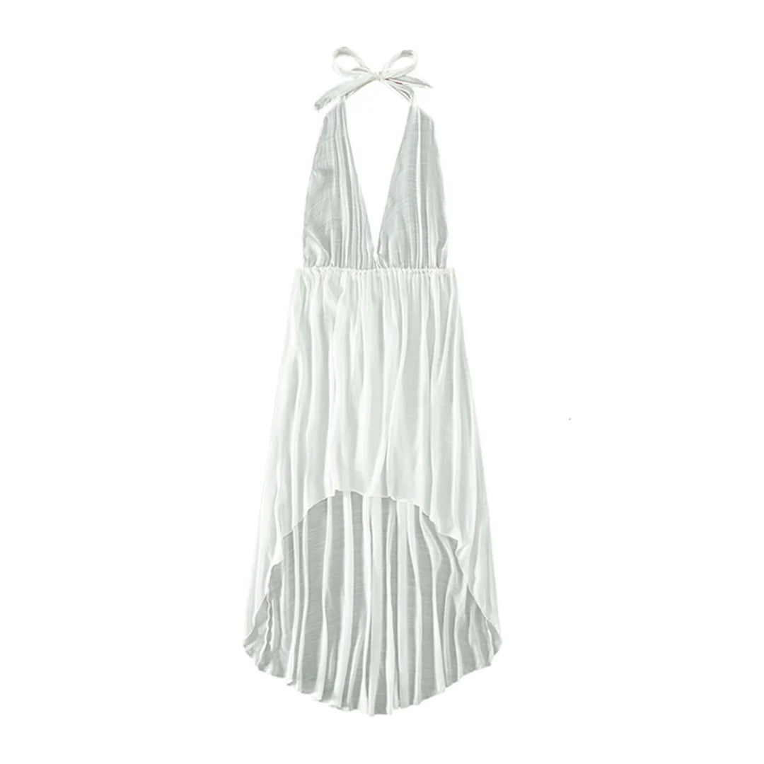 S - XL New Sexy Halter Deep V Neck Backless Tunic Beach Cover Up Cover-ups Beach Dress Beach Wear Beachwear Female Women K5213