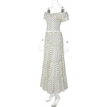 FDYOUI Woman Clothing Polka Dot Crop Tops and Lace-up Skirt Two Piece Sets Female Elegant Slash Neck Long Vacation Dresses Suit