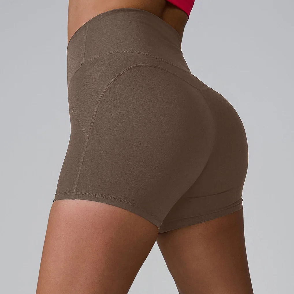 Summer High Waisted Yoga Shorts for Women Fashionable and Sexy Running Fitness Pants Solid Color Yoga Leggings Elastic Tights