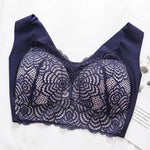 Shockproof Push-up Wireless Yoga Daily Bra Women Bra Wide Shoulder Strap Hollow Out Lace Seamless Thin Anti-exposure Comfort