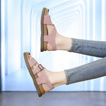 Women Sandals Summer New Solid Color Open Toe Flat Casual Slippers Buckle Fashion Outdoors Beach Sandals Sandalias De Mujer