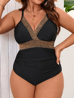 2026 Mesh Swimsuit Women One Piece Black Strappy Large Plus Big Size Swimwear Female Bathers Bathing Swimming Swim Suit 0XL-5XL