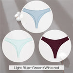 3Pcs/Set Women Cotton G-String Panties Female Low Rise Thongs Ladies Sexy Bikini 7 Solid Color Girl Soft M-XL Intimates Lingerie