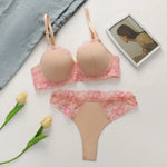 Women's Pink Lace Bra and Panty SetSoft Floral Lace Everyday Comfort Perfect for Casual Wear sexy Lingerie set B2631