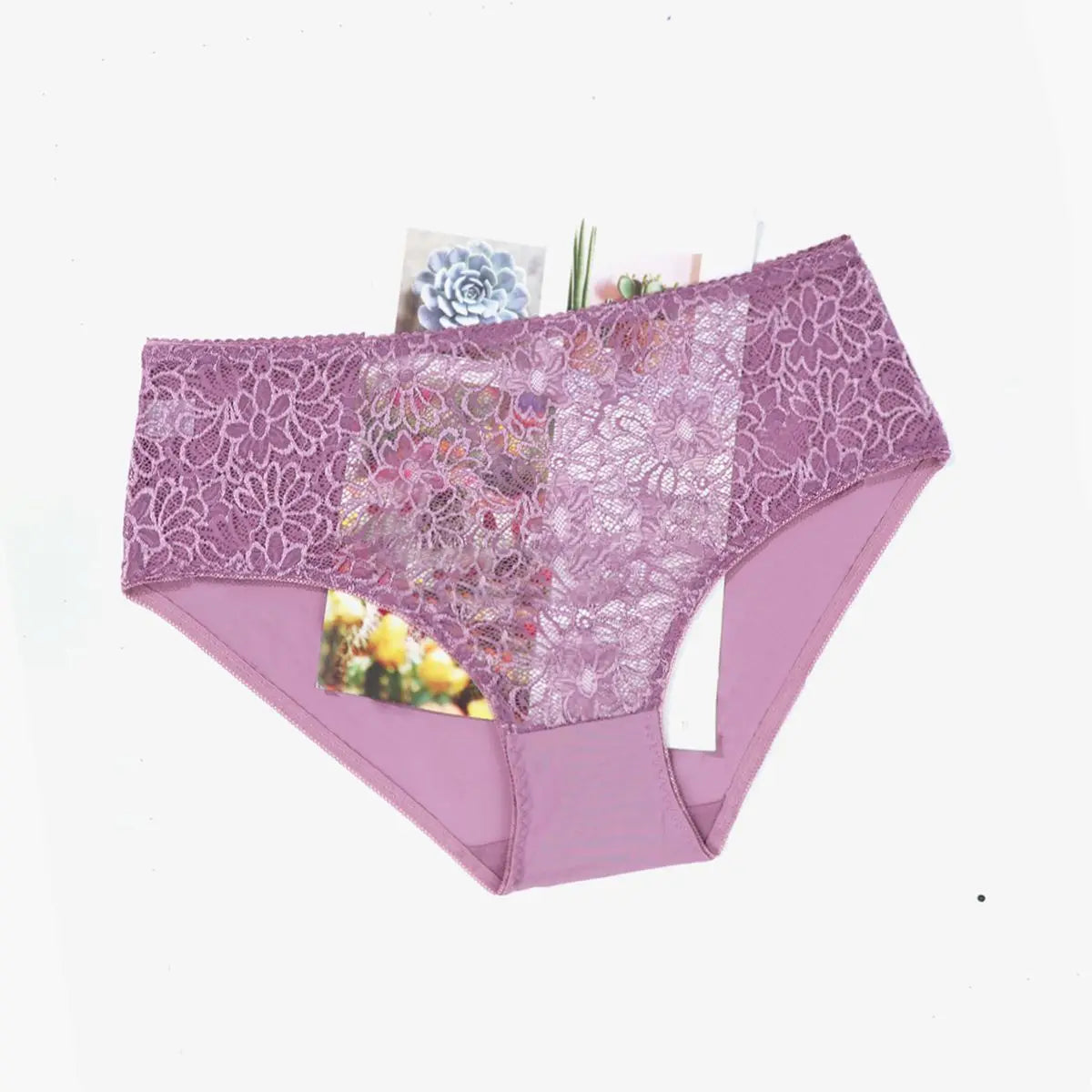 Beauwear Half Transparent Breathable Lace Panties for Women Plus Size Underwear Sexy Lingerie 0XL 1XL 2XL 3XL 4XL 5XL-7121#P