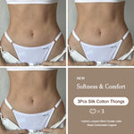 3PCS Women's Panties Cotton Thongs Adjustable Waist Sexy G-String Solid Color Seamless Intimate Female Underpants Lingerie S-XL