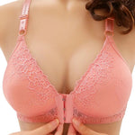 Women's Bra Comfortable Bra Lace Jacquard Trim Soft Adjustable Supportive Bras for Middle-Aged Elderly Women