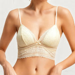 Low Back Bra for Women Deep V Low Cut Backless Bralette floral triangle wire free bralette French underwear