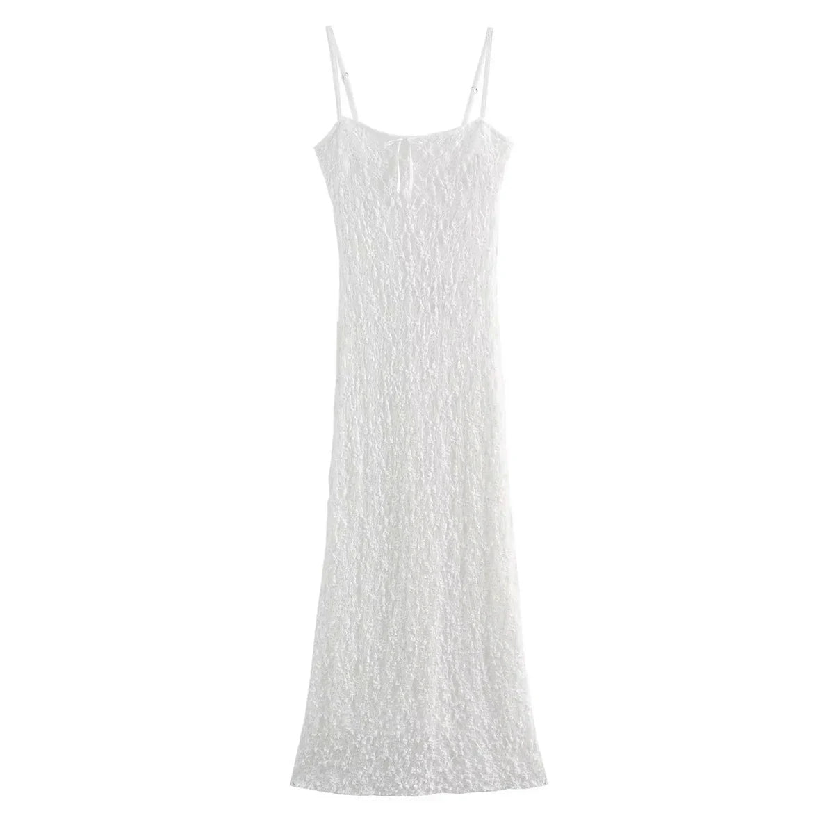 Foridol White Lace Sexy Summer Women Party Dress Beach Slip Bodycon Dress 2025 Spaghetti Strap Bowknot Floral Vestidos Sundress