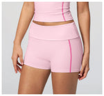 Quick Dry Contrast Color Yoga Shorts 2026 Tights Hip Lifting Workout Fitness Leggings High Waist Folded Running Athletic Shorts