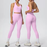 Yoga Clothing Set Women's High Waisted Leggings and Top 2 Piece Seamless Fitness Exercise Clothing Gym Sportswear Tracksuits