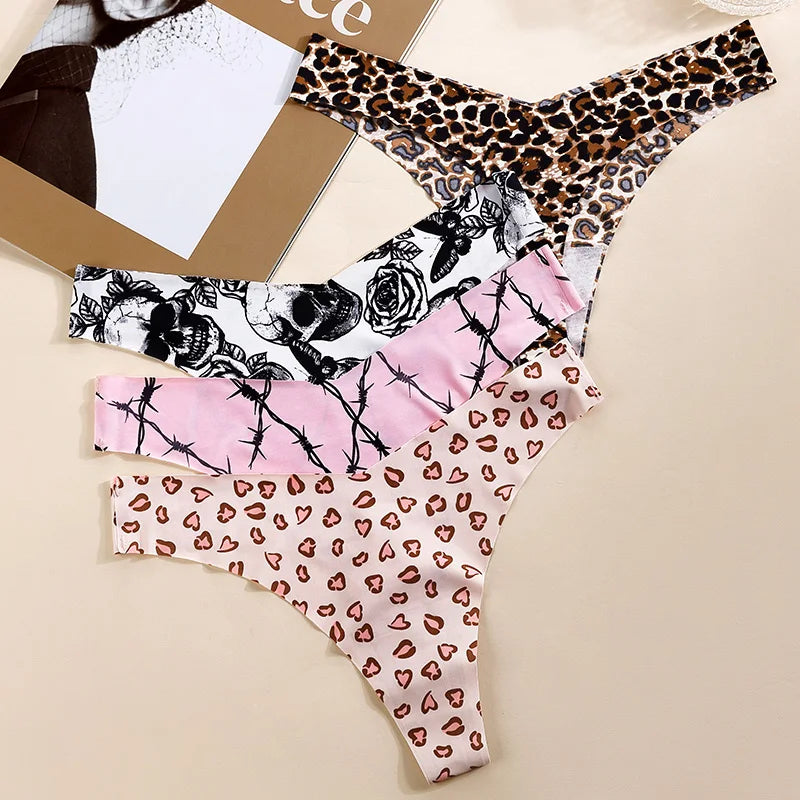 Ice Silk Women Panties G String Sexy Thong Seamless Underwear T Back Candy Color Briefs Girls Low Waist Lingerie Plus Size S-XL