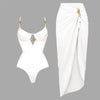 3Pc Push Up Bikini With Cover Up Women Sexy Swimsuit Female Swimwear Bandeau Biquini Shiny Button Bathingsuit Bodysuit Beachwear