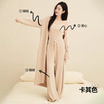 Women Autumn Winter New Half Velvet 3 Piece Pajama Set Thick Plush Loungewear with Bathrobe Soft Cozy Casual Home Sleepwear