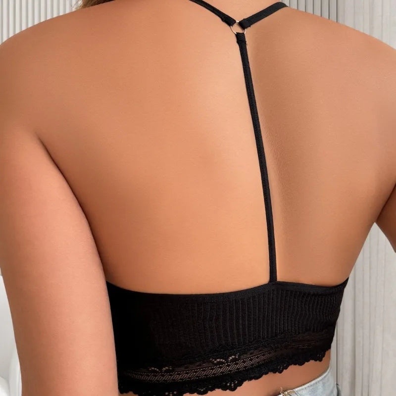 Women's Sexy Camisoles Backless Tanks Lace Mesh Brassiere Female Ribbed Women Bras Fashion Breathable Women Underwear Lingerie