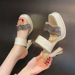 2026 Women's Fashion Sandals High Heels Ultra High Heel Sexy WaterproofHeel Leather Slippers