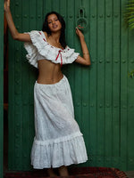 White Cotton Summer Skirt Women Embroidery A-line Long Skirt Spring Lace Up Beach Bobho Skirt Bottoms High Quality Faldas Mujer