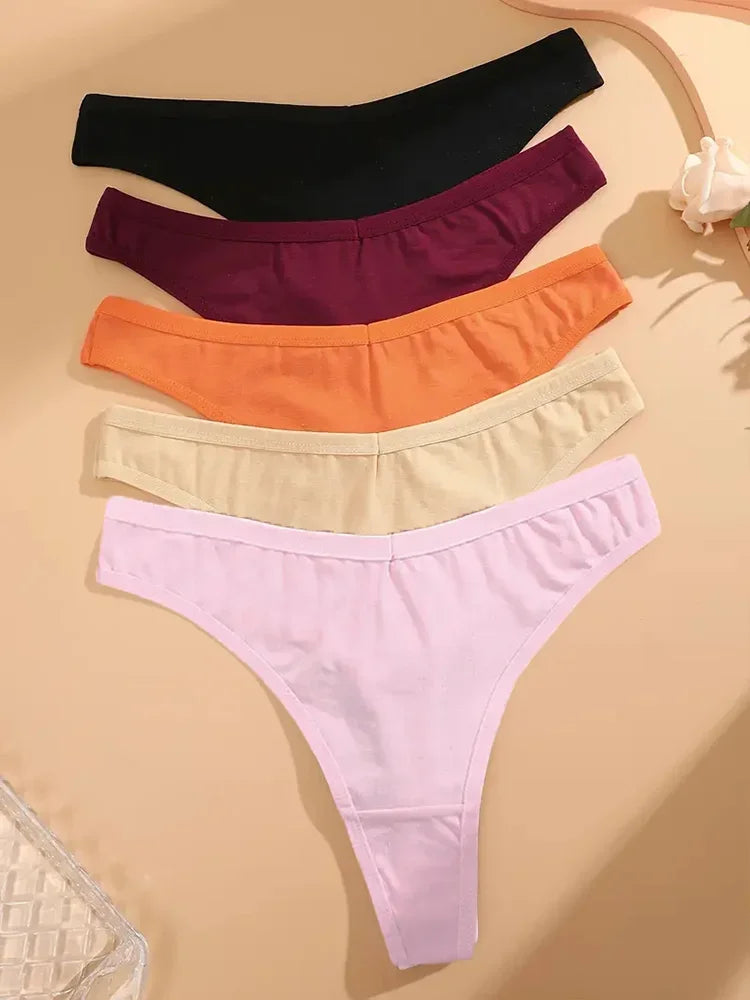 5Pcs Women Cotton Thongs Female Sexy Bikini Panties G-String Underwear Thongs Striped Panties Female Underwear T-Back Intimat
