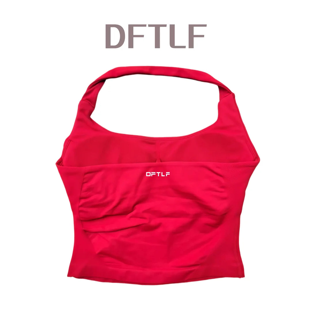 DFTLF Impact Halter Top Women Gym Clothing Backless Seamless Sports Yoga Vest Running Fitness Workout Sleeveless Tank Top