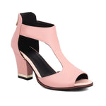 Fish Mouth High Heel Shoes Women's Summer Thick Heel Sandals Waterproof Platform Thick Sole Sexy Slim Back Zipper Hollow