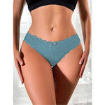 1pcs Plus Size Women's Mid-Waist Thong Panty Cute Girl Style Seamless Bowknot Lace Panties Trim Lightweight Breathable Underwear