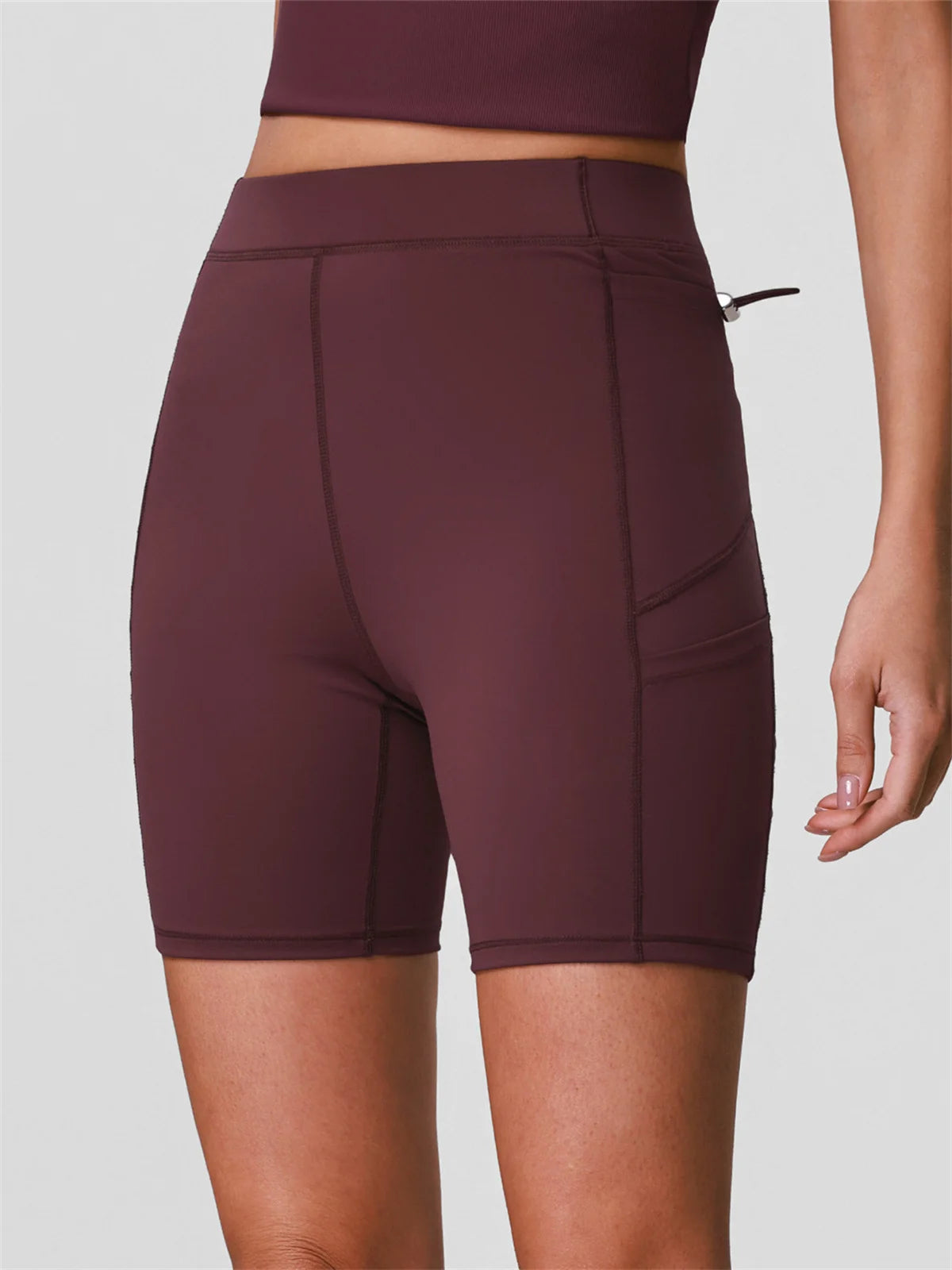 Naked High Waisted Yoga Shorts Women Quick Drying Side Pocket Cycling Pants Outdoor Abdominal and Hip Lifting Sports Shorts