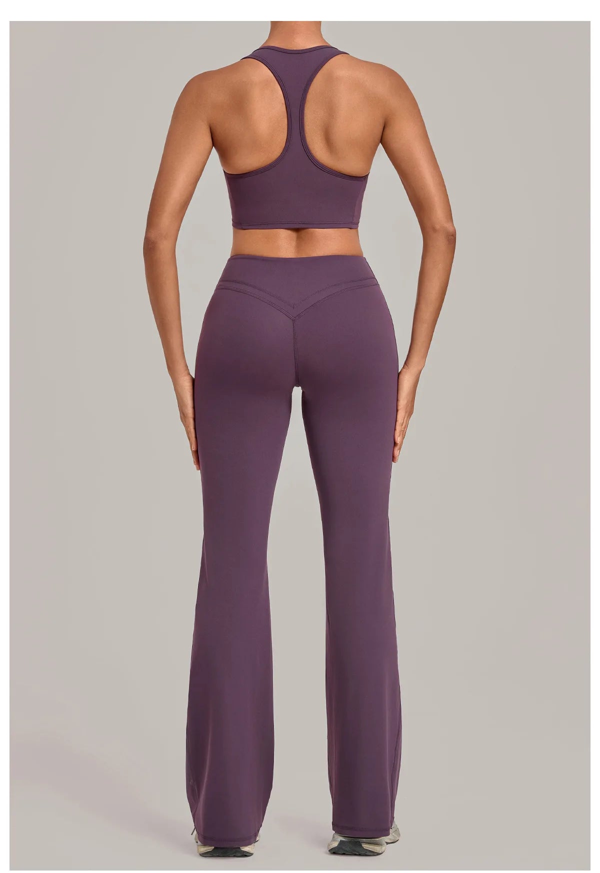 Breathable Stretch Yoga Sets Women Quick Drying Shockproof Sports Bra High Waist Bell Bottom Pants Gym Two-piece Fitness Suit