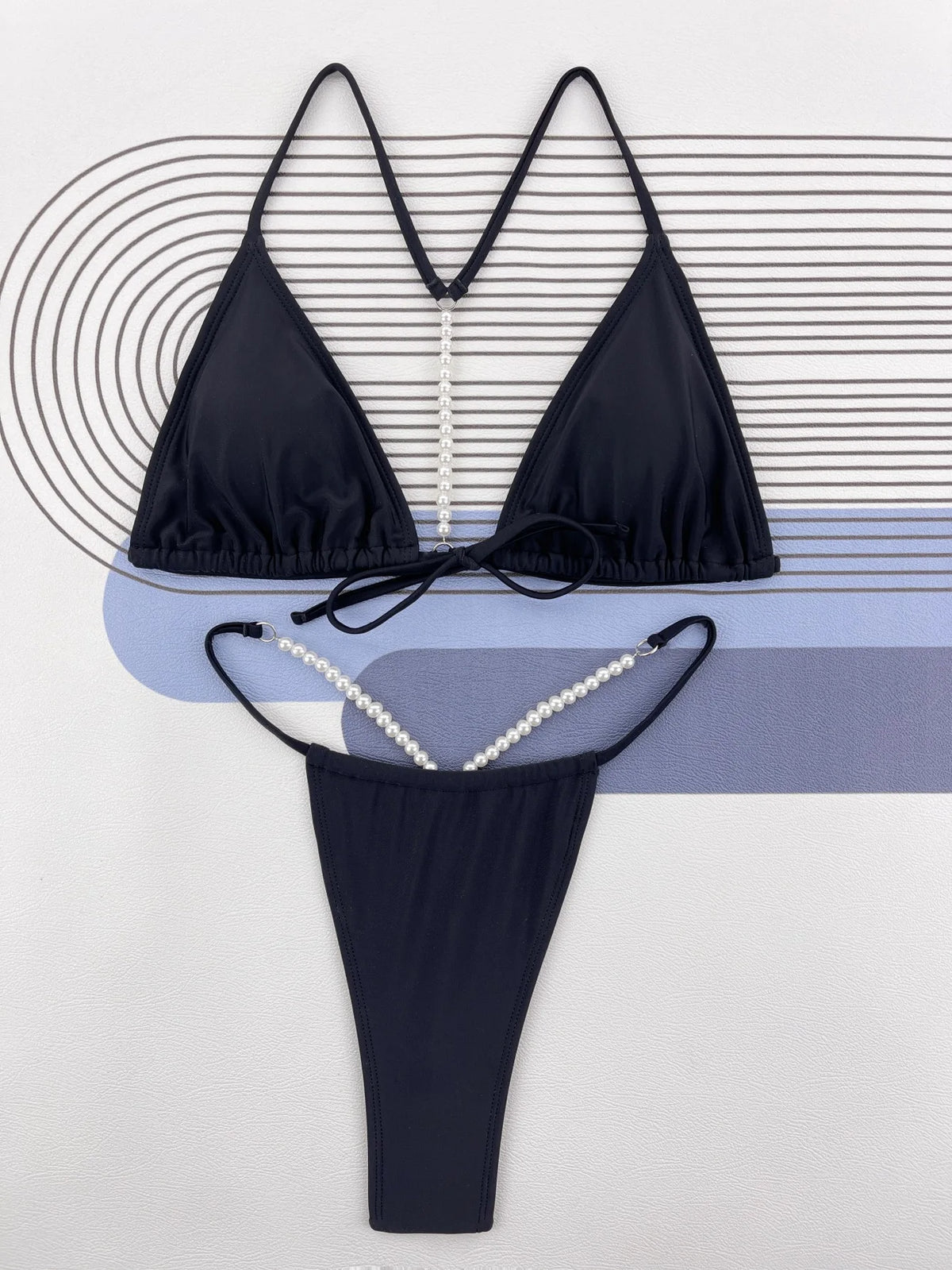 DEKA Thong Bikini Sexy String Pearls Mini Set Swimwear Women Swimsuit Female Swimming for Beach Wear for Bathing Suits
