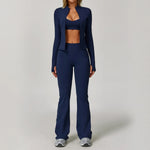 2/3PCS Yoga Suit Women Tracksuits Gym Clothes Workout Flared Pants Zipper Long SleeveAthletic Wear Female Sports Yoga Clothing