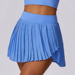 Sports Tennis Short Skirt Women's Summer Pleated Fake Two-piece Quick Drying Skort Fitness High Waist Pocket Yoga Running Skirts