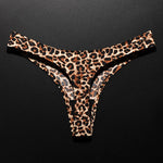 Ice Silk Leopard Women Panties Sexy G String Thong Seamless Underwear T Back Candy Color Girls Briefs Underpants Plus Size M-XXL