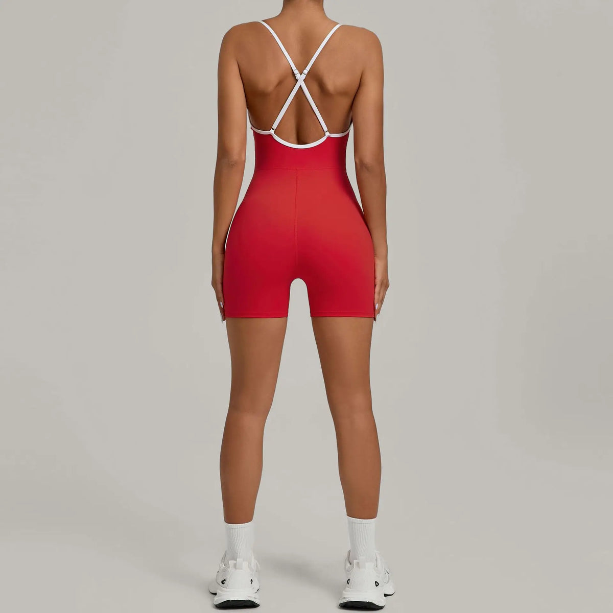 Spring/summer Women's Contrasting Yoga Jumpsuit Hollow Out Cross Back Camisole One Piece Sports Suit Hip Lifting Fitness Romper