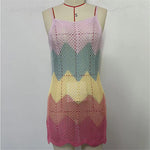 2025 New Colorful Hollow Out Crochet Knitted Tunic Beach Cover Up Cover-ups Beach Dress Beach Wear Beachwear Female Women K6522